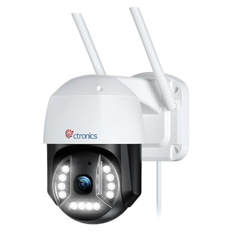 Ctronics 4K 8MP Caméra Surveillance WiFi Extérieure PTZ | 2.4/5Ghz WiFi, Détection Humaine/Véhicule/Animal, Suivi Automatique, C