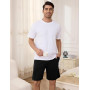 Aseniza Short Pyjama Homme 2 Pcs Bas de Pyjama Homme Coton Pantalon de Pyjama Court Doux Sommeil Décontracté Short de Nuit et Po