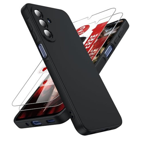 LeYi Coque pour Samsung Galaxy A17 5G Anneau avec 2*Verre Trempé, Housse de Protection en Souple Silicone Liquide, Etui Antichoc