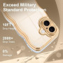 Teageo Coque pour iPhone 16 Bouclée Cadre Protection, Beige | Elégant Bord Doré Galvanisé Vague Anti-Chute Camera Protection Pho