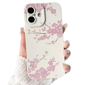 NITITOP Coque pour iPhone 16 Fleur Cerisier Motif, Blanc Rose | Aesthetic Floral Imprimé, Mignon et Esthétique, pour Femmes Fill