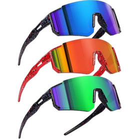 Lot de 3 Lunettes de Soleil Enfant Sport, Lunette Velo UV400 Pour Garçons et Filles, Lunette de Vitesse Ultra-Légères pour Cycli