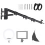 FEIFANTEAM Bras de Suspension Triangulaire Mural 110 cm, Flexible à 180 Degrés de Rotation, Support Mural pour Anneau Lumineux p