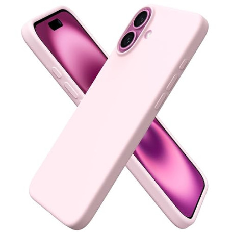ORNARTO Coque pour iPhone 16 Plus Silicone (Rose) | en Silicone Liquide, Protection Antichoc Complète, Intérieur Doux en Microfi