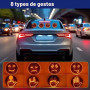 Lumière de doigt voiture 2 en 1, 8 modes, 145 LED, signal geste main humour | Lumière LED pour doigt et signe, panneau émoticône