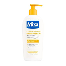 Mixa Lait Niacinamide Correction Éclat Peau Sèche Karité Vitamine C 250ml | Hydrate 48h, Unifie teint irrégulier, Hypoallergéniq