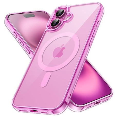 JETech Coque Magnétique pour iPhone 16, Rose | Compatible avec MagSafe, Étui Housse Bumper Antichoc, Résistant aux Rayures, Dos
