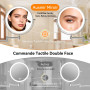 Auxmir Miroir Grossissant Mural Rechargeable 3200 mAh 1X/20X, Argenté | Bouton tactile double face, bras extensible rotatif 360°