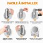 Auxmir Miroir Grossissant Mural Rechargeable 3200 mAh 1X/20X, Argenté | Bouton tactile double face, bras extensible rotatif 360°