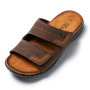 JOMIX Sandales Homme en Cuir Chaussures de Plage Tongs Hommes Chaussons d'été Confortables pour Maison Piscine Mer Douche