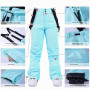HOTIAN Ensemble veste et pantalon de ski pour femme - 2 pièces - Imperméable - Coupe-vent - Hiver - Chaud - Ski - Neige - Ensemb