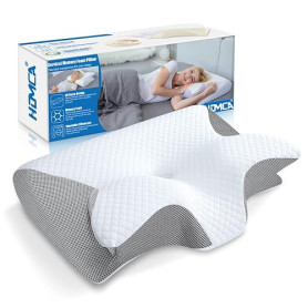 HOMCA Oreiller Cervical à Mémoire de Forme pour Tous Les Dormeurs, Gris | 60x40x12/14cm, Double Hauteur, 2 en 1 Coussin Ergonomi