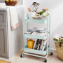 Amazon Basics Chariot de rangement à 3 niveaux pour la cuisine ou la buanderie avec roulettes - Vert menthe