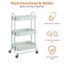 Amazon Basics Chariot de rangement à 3 niveaux pour la cuisine ou la buanderie avec roulettes - Vert menthe