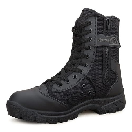 LUDEY Hommes Bottes Militaire avec Fermeture Latérale, Patrouille Combat Armée Tactique Recrues Bottes d'uniforme d'entraînement