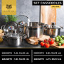 KARL HAUSMANN Batterie de Cuisine 4 pcs Inox avec Couvercles Thermomètre - Casseroles Induction, Set Cuisine Quotidienne, Tous F
