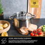 KARL HAUSMANN Batterie de Cuisine 4 pcs Inox avec Couvercles Thermomètre - Casseroles Induction, Set Cuisine Quotidienne, Tous F