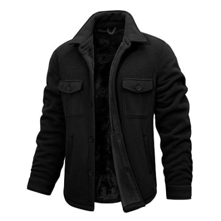 Xnova Veste Doublé en Polaire Chaud Blouson Homme Hiver mi Saison Militaire de Coupe-Vent Épaissir Chemise en Flanelle Manches L