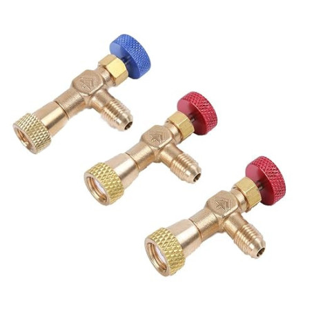 NC 3 Pcs R410A R22 R410 Réfrigération Climatisation Valve Adaptateur De Sécurité Raccord 1/4"5/16" Pouce Mâle/Famale Outil De Ré