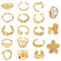 JSTHHTT 18 Pcs Bague Femme Vintage Réglable, Ensemble de Bagues Empilables en Or, Bague Femme Or, Dôme épais Tressé et Torsadé à
