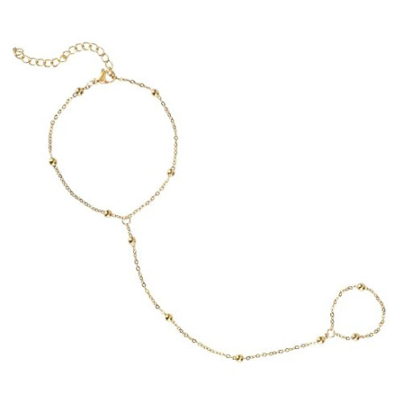 Mikovivi Bracelet à Anneau, Chaîne de Main en Or Bracelet à Main Réglable Chaîne de Bague de Doigt Acier Inoxydable Bijoux de Ma