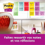 Post-it Notes Autocollantes Super Sticky, Couleurs Carnival, Pack de 6 Blocs, 90 Feuilles par Bloc, 76 mm x 76 mm - Feuillets Su