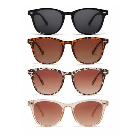 SDXCJY Lot de 4 paires de lunettes de soleil rétro vintage à monture carrée pour femme Protection UV400