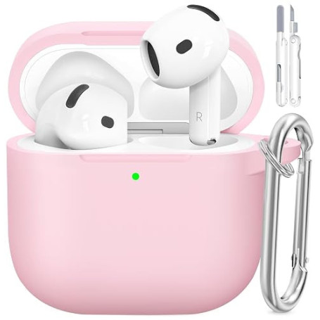 TNSNK Silicone pour AirPods 4 Coque, 2-A1-Pink | Doux, léger, antiglisse, anti-rayures, Facile à transporter, Charge filaire/san
