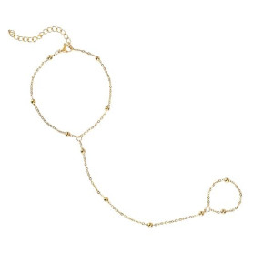 Mikovivi Bracelet à Anneau, Chaîne de Main en Or Bracelet à Main Réglable Chaîne de Bague de Doigt Acier Inoxydable Bijoux de Ma
