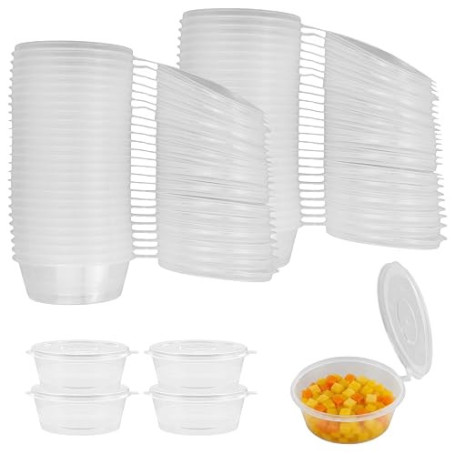 100 Pièces Pots à Sauce en Plastique avec Couvercle, 100 ml Petit pot conservation Boîte à Sauce Transparente Boîtes de Alimenta
