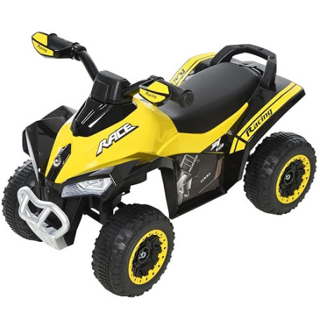 HOMCOM Porteur Enfants Quad sans Moteur 18-36 Mois 67x38x44cm Jaune Noir | Effets Lumineux et Sonores, PAS ÉLECTRIQUE