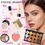 Coffret Maquillage Femme, Kit de Maquillage Complet, Coffret Cadeau Maquillage Ado Fille, Makeup Gift Set avec Ombres Paupière F