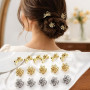 Lot de 20 Mini Pinces à Cheveux en Métal, Barrettes Fleur et Nœud Dorées et Argentées pour Femme et Fille, Accessoires pour Coif