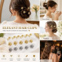 Lot de 20 Mini Pinces à Cheveux en Métal, Barrettes Fleur et Nœud Dorées et Argentées pour Femme et Fille, Accessoires pour Coif