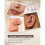 CASSIECA 14Pcs 20G Piercing Nez Acier Chirurgical Piercing Nez en Forme de L avec Zircone Piercing Anneau Nez Faux Piercing pour
