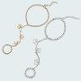 CABODYALS 2 Bague Papillon Argentée et Dorée Chaîne de Main Style Bohème Délicat en Alliage Réglable Bracelet Ensemble de Bijoux