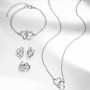 JYIXXZX Parure Bijoux Femme Cœurs Entrelacés Collier Boucles d'oreilles Bracelet Bague Réglable Coeur Pendentif Chaîne avec Zirc