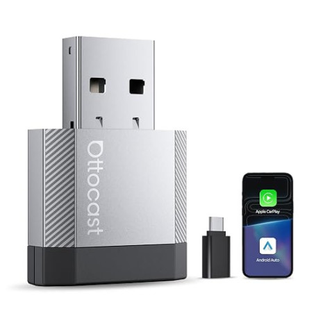 OTTOCAST Mini Nova, Adaptateur 2 en 1 CarPlay Sans Fil et Android Auto Version Améliorée 2026 pour Téléphones iOS et Android, Co