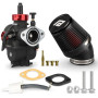 NIBBI Carburateur PE22mm avec Kit Filtre à Air CNC 48mm pour Moteur 125cc-140cc à Bride - Dirt Bike Pit Bike ATV Pocket Bike