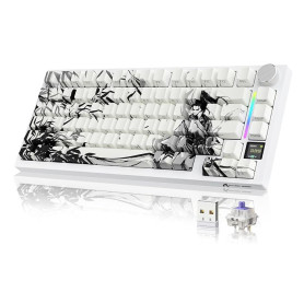 YINDIAO Attack Shark X820 Ultra Gasket Clavier Mécanique avec écran TFT et Knob, Disposition ANSI 75%, 2,4GHz/BT/Filaire, 5 Mous
