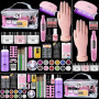 Kit Ongle Acrylique Gel Complet avec Main D'entrainement & Sac de Rangement | Poudre Acrylique Pour Ongles avec Poudres Acryliqu