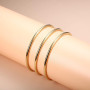 Morfetto 3 Pièces Bracelet Jonc Femme Acier Inoxydable Plaqué Or 14 Carats 3mm Épaisseur Argent Or Brillant Empilable Design Ron