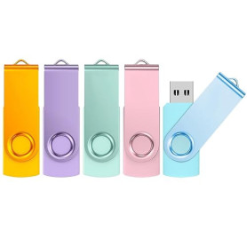 ABLAZE Cle USB 64 Go Lot 5 Clé USB 2.0 Flash Drive 64GB Stockage Disque | Mémoire Stick avec Lumière LED pour Ordinateurs Window
