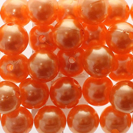 Lot de 115 perles artificielles - Perles de cire - Perles pour décoration ou bricolage - Percées (10mm), Orange
