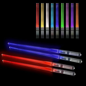 Light Up Baguettes Lightsaber Baguette Chinoise avec 9 Modes de Couleur, SOARFLY Lightsaber Baguette Réutilisables Sans BPA Illu