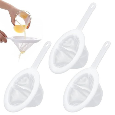 LAKPYN 3 Pièces Filtres à Mailles Fines En Nylon,Tamis Filtre Alimentaire, Tamis à Jus, Pour huiles,Café,Vin,Jus,Lait de Soja(20