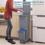 COSTWAY Poubelle Cuisine 32 L en Plastique, Poubelle Tri Selectif 2 Bac avec Tiroir, 2 Seaux Amovible, Poubelle Pédale Étroite 2