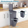 COSTWAY Poubelle Cuisine 32 L en Plastique, Poubelle Tri Selectif 2 Bac avec Tiroir, 2 Seaux Amovible, Poubelle Pédale Étroite 2