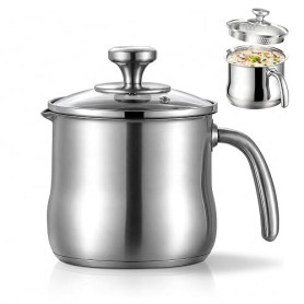 Casserole à lait de 2 litres pour induction en acier inoxydable 304 avec couvercle et poignée | Casserole à lait à double paroi