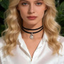 Inateannal Collier Ras Du Cou En Daim Noir Collier En Velours Lune Collier Ras Du Cou En Velours Colliers En Perles Croissant De